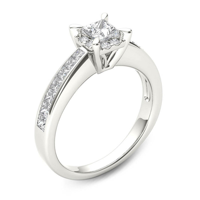 Main Image 2 of 1 CT. T.W. Princess-Cut Diamond Square Frame Engagement Ring in 14K White Gold