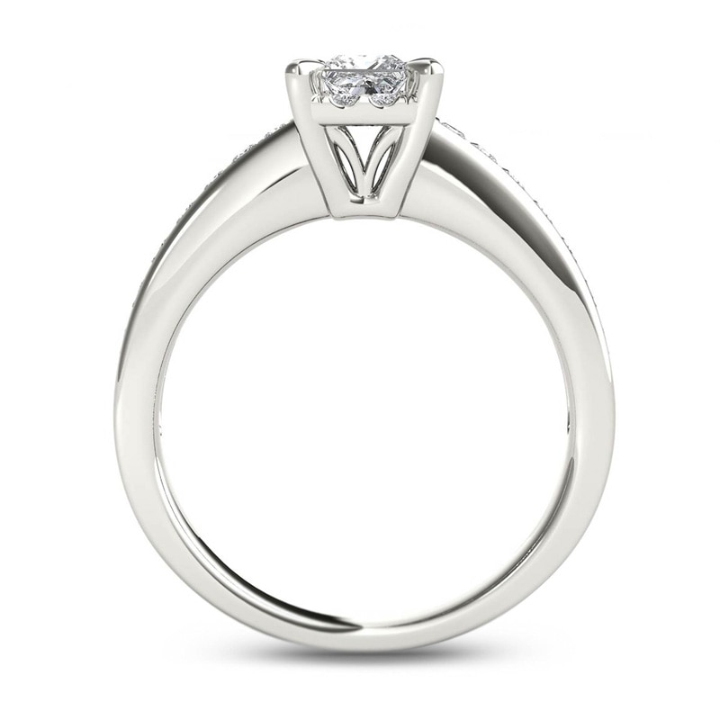1 CT. T.W. Princess-Cut Diamond Square Frame Engagement Ring in 14K White Gold