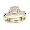 Thumbnail Image 0 of 3/8 CT. T.W. Diamond Cushion Frame Twist Bridal Set in 14K Gold