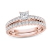 Thumbnail Image 0 of 1 CT. T.W. Princess-Cut Diamond Bridal Set in 14K Rose Gold