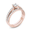 Thumbnail Image 1 of 1 CT. T.W. Princess-Cut Diamond Bridal Set in 14K Rose Gold