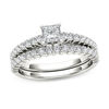 Thumbnail Image 1 of 1 CT. T.W. Princess-Cut Diamond Bridal Set in 14K White Gold