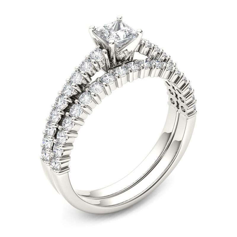 1 CT. T.W. Princess-Cut Diamond Bridal Set in 14K White Gold