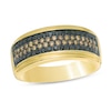 Thumbnail Image 0 of Men's 3/4 CT. T.W. Enhanced Black and Brown Diamond Four Row Band in 10K Gold