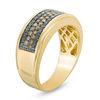 Thumbnail Image 1 of Men's 3/4 CT. T.W. Enhanced Black and Brown Diamond Four Row Band in 10K Gold