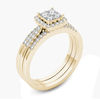 Thumbnail Image 1 of 3/4 CT. T.W. Quad Princess-Cut Diamond Frame Three Piece Bridal Set in 14K Gold