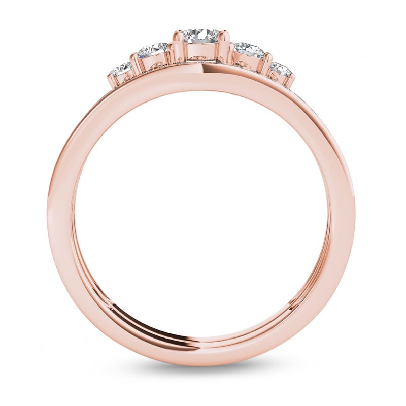 1/2 CT. T.W. Diamond Five Stone Bridal Set in 14K Rose Gold