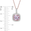 Thumbnail Image 2 of 8.0mm Rose de France Amethyst and Lab-Created White Sapphire Frame Pendant in Sterling Silver with 14K Rose Gold Plate
