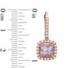 Rose de France Amethyst and Lab-Created White Sapphire Frame Drop Earrings in Sterling Silver with 14K Rose Gold Plate