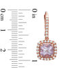 Thumbnail Image 1 of Rose de France Amethyst and Lab-Created White Sapphire Frame Drop Earrings in Sterling Silver with 14K Rose Gold Plate