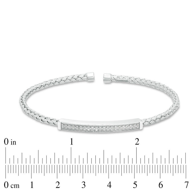 Main Image 2 of 1/8 CT. T.W. Diamond Bar Mesh Bangle in Sterling Silver