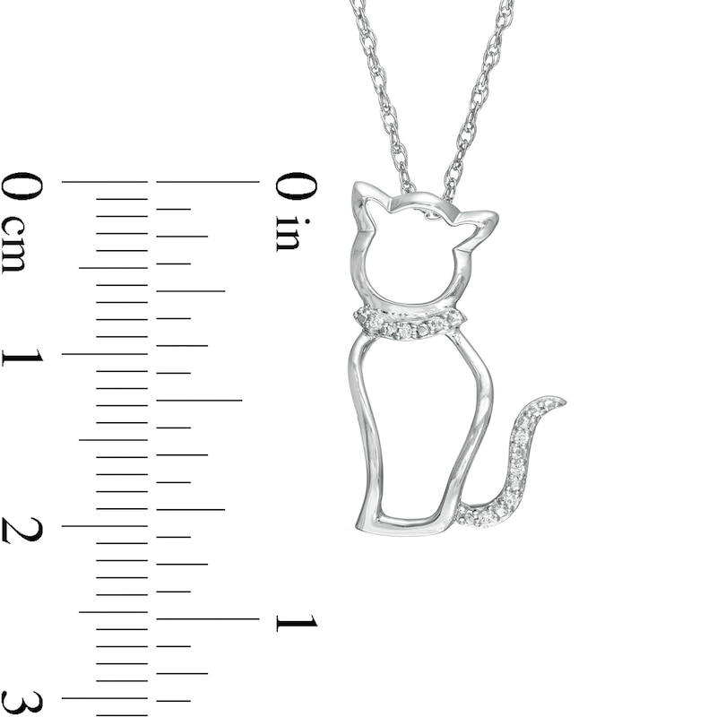 Diamond Accent Cat Pendant in Sterling Silver