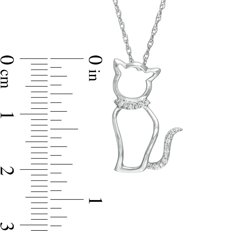 Main Image 2 of Diamond Accent Cat Pendant in Sterling Silver