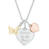 Thumbnail Image 1 of Three Piece Butterfly, Heart, and "Always In My Heart" Charms Pendant in Sterling Silver and 10K Two-Tone Gold