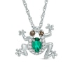Thumbnail Image 0 of Oval Lab-Created Emerald, White Sapphire and Smoky Quartz Frog Pendant in Sterling Silver