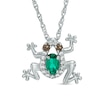 Thumbnail Image 1 of Oval Lab-Created Emerald, White Sapphire and Smoky Quartz Frog Pendant in Sterling Silver