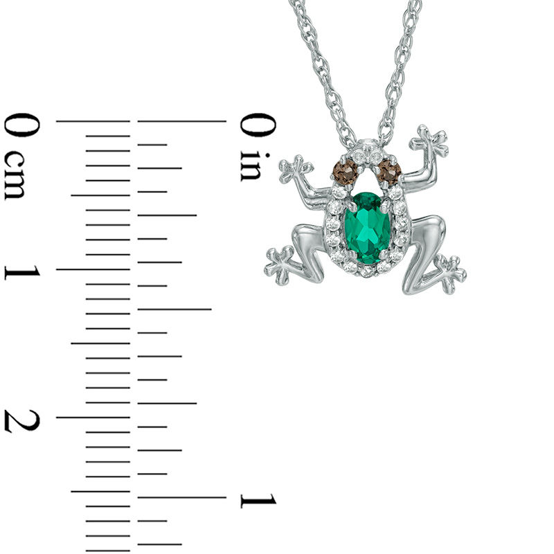 Oval Lab-Created Emerald, White Sapphire and Smoky Quartz Frog