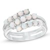 Thumbnail Image 0 of Lab-Created Opal Triple Row Wrap Ring in Sterling Silver