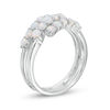 Thumbnail Image 1 of Lab-Created Opal Triple Row Wrap Ring in Sterling Silver