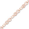Thumbnail Image 1 of Morganite and Lab-Created White Sapphire Infinity Bracelet in Sterling Silver with 18K Rose Gold Plate - 7.25"
