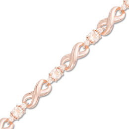 Morganite and Lab-Created White Sapphire Infinity Bracelet in Sterling Silver with 18K Rose Gold Plate - 7.25&quot;