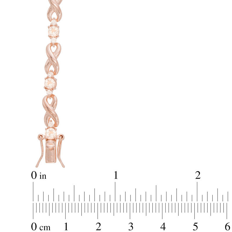 Main Image 2 of Morganite and Lab-Created White Sapphire Infinity Bracelet in Sterling Silver with 18K Rose Gold Plate - 7.25"
