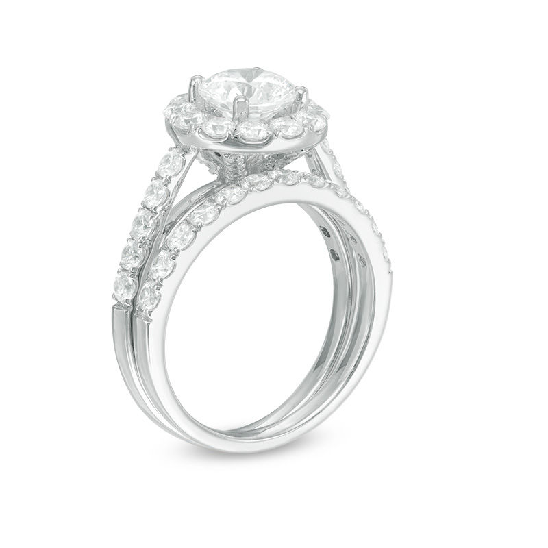 Main Image 2 of Celebration Ideal 2-1/2 CT. T.W. Certified Diamond Frame Bridal Set in 14K White Gold (I/I1)