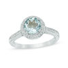 Thumbnail Image 1 of 6.0mm Aquamarine and Diamond Accent Frame Ring in Sterling Silver