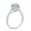 Thumbnail Image 2 of 6.0mm Aquamarine and Diamond Accent Frame Ring in Sterling Silver