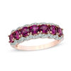 Thumbnail Image 0 of Rhodolite Garnet and Lab-Created White Sapphire Seven Stone Band in 10K Rose Gold