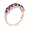 Thumbnail Image 1 of Rhodolite Garnet and Lab-Created White Sapphire Seven Stone Band in 10K Rose Gold