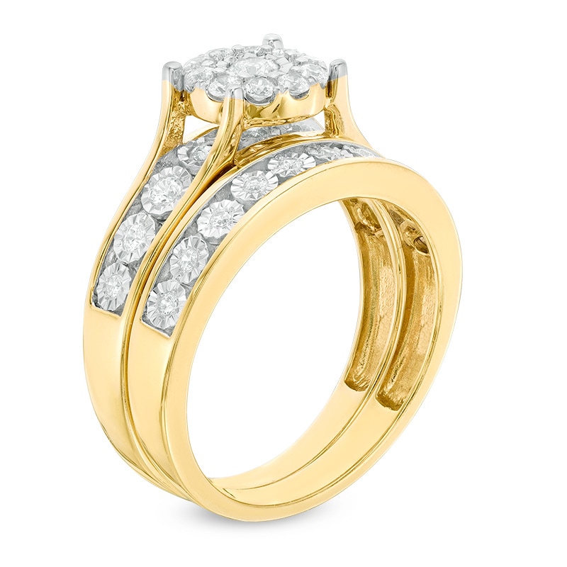 1/2 CT. T.W. Diamond Frame Bridal Set in 10K Gold