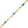 Thumbnail Image 0 of Emerald and Diamond Accent Station Bracelet in Sterling Silver and 14K Gold Plate - 7.25"