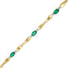 Thumbnail Image 1 of Emerald and Diamond Accent Station Bracelet in Sterling Silver and 14K Gold Plate - 7.25&quot;