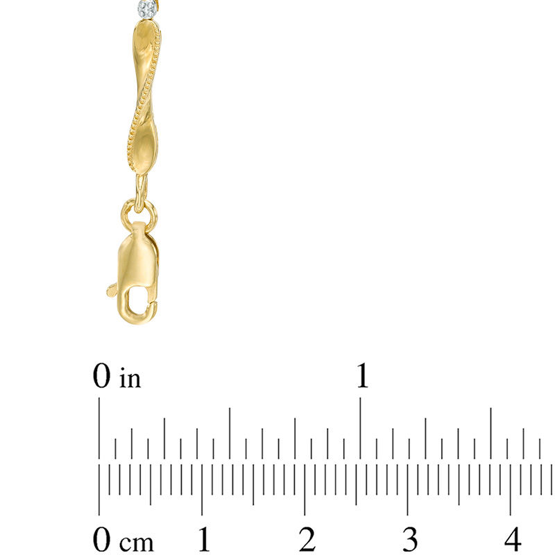 Main Image 2 of Emerald and Diamond Accent Station Bracelet in Sterling Silver and 14K Gold Plate - 7.25&quot;