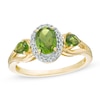 Thumbnail Image 0 of Chrome Diopside and 1/10 CT. T.W. Diamond Frame Three Stone Ring in 10K Gold