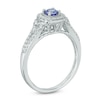 Thumbnail Image 2 of 4.0mm Tanzanite and Lab-Created White Sapphire Cushion Frame Vintage-Style Ring in 10K White Gold