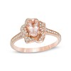 Thumbnail Image 1 of Oval Morganite and Diamond Accent Flower Ring in 10K Rose Gold