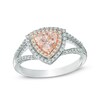 Thumbnail Image 1 of 6.0mm Trillion-Cut Morganite and Diamond Accent Frame Split Shank Ring in 10K White Two Tone Gold