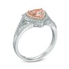 Thumbnail Image 2 of 6.0mm Trillion-Cut Morganite and Diamond Accent Frame Split Shank Ring in 10K White Two Tone Gold