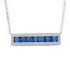 Thumbnail Image 1 of 4.0mm Princess-Cut Lab-Created Blue and White Sapphire Bar Necklace in Sterling Silver - 16.75"
