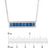 Thumbnail Image 2 of 4.0mm Princess-Cut Lab-Created Blue and White Sapphire Bar Necklace in Sterling Silver - 16.75"