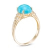 Thumbnail Image 1 of Oval Turquoise and Diamond Accent Double Collar Ring in 10K Gold