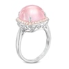 Thumbnail Image 1 of Cushion-Cut Rose Quartz and Lab-Created White Sapphire Frame Ring in Sterling Silver with 14K Rose Gold Plate