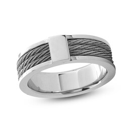 Men's 8.0mm Three Cable Band in Stainless Steel