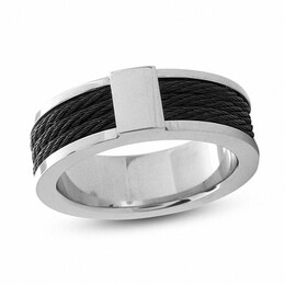 Men's 8.0mm Three Cable Band in Two-Tone Stainless Steel