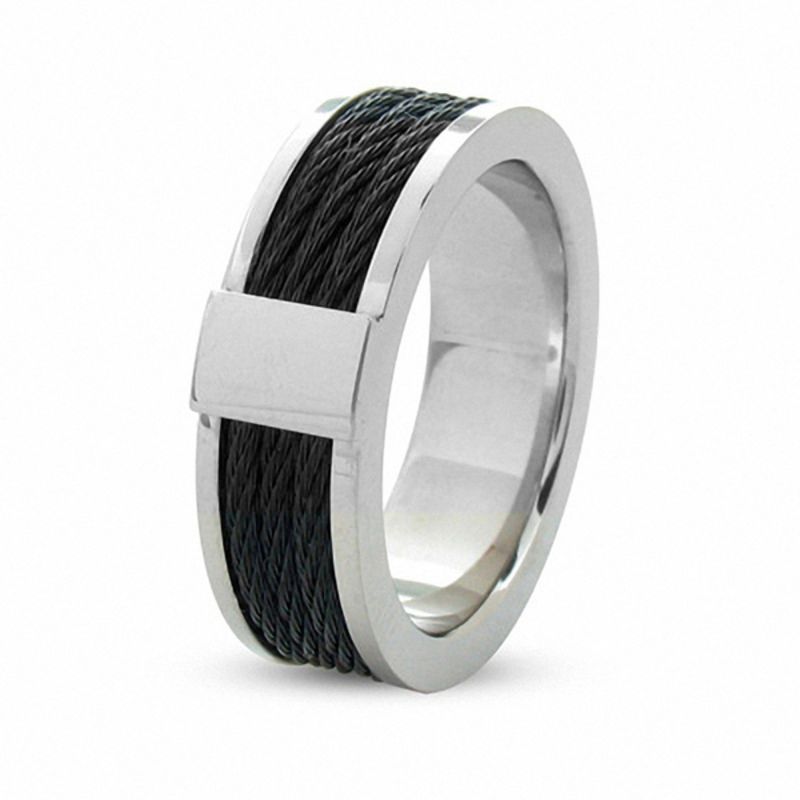 Main Image 2 of Men's 8.0mm Three Cable Band in Two-Tone Stainless Steel