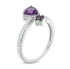 Thumbnail Image 2 of 6.0mm Trillion-Cut Amethyst and Lab-Created White Sapphire Arrow Wrap Ring in Sterling Silver