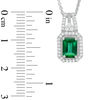 Thumbnail Image 2 of Octagonal Lab-Created Emerald and White Sapphire Frame Pendant in Sterling Silver