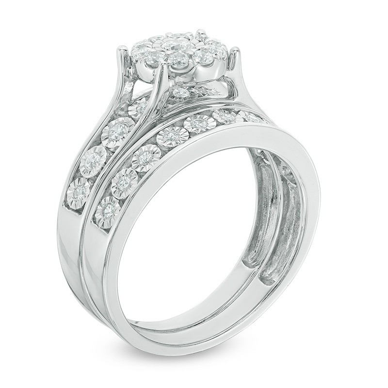 1/2 CT. T.W. Diamond Frame Bridal Set in 10K White Gold